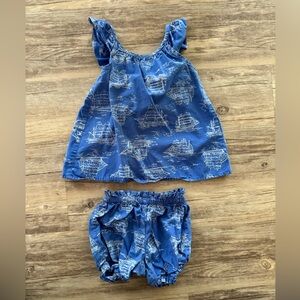 Hanna Andersson Nautical Ships Seven Seas 2-Piece Sundress & Bloomer Set